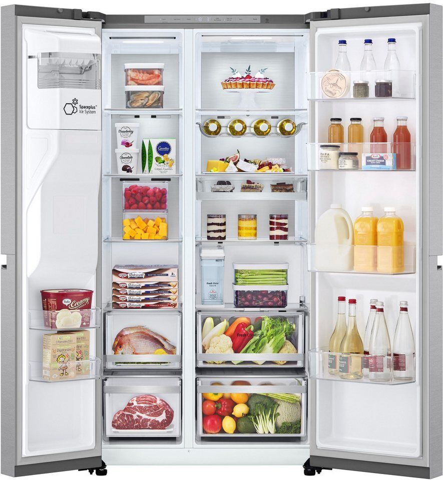 LG Side-by-Side GSLE91MBAB, 179 cm hoch, 91,3 cm breit, Eis-, Crushed Ice- und W