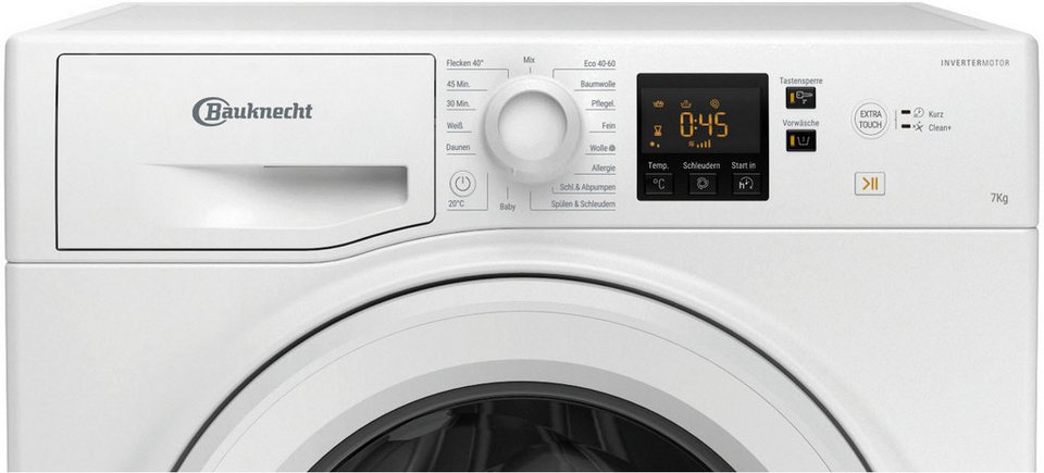 BAUKNECHT Waschmaschine WBP 714A, 7 kg, 1400 U/min, Kurz 45' – saubere Wäsche be