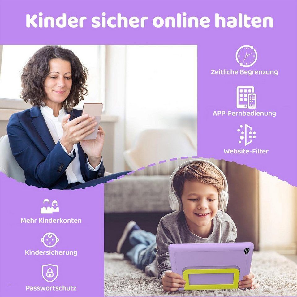BUFO 10'' Android 14 Octa Core 64GB 1280x800 HD IPS WiFi 6 Lern Kinder Tablet (1