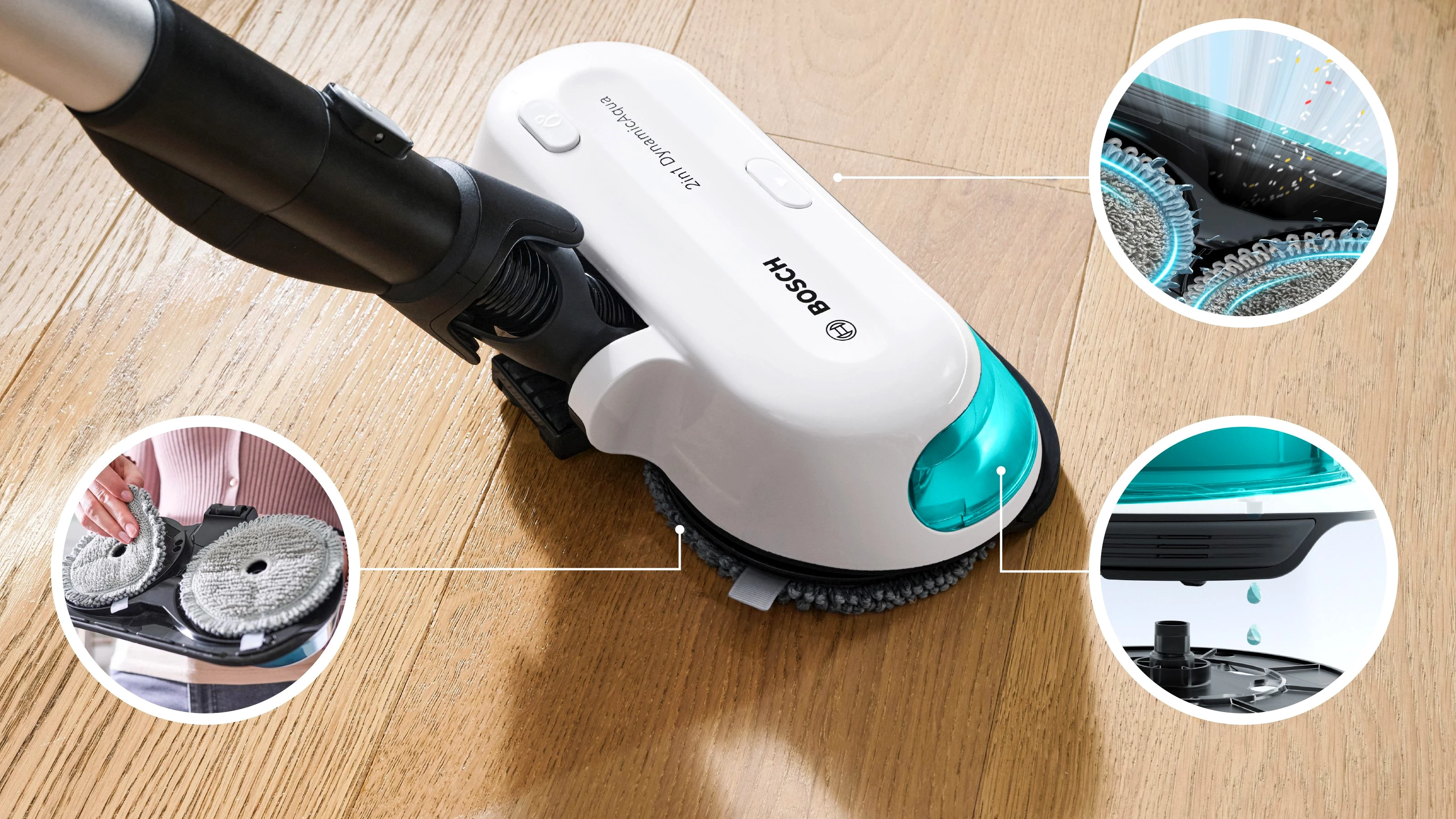 BOSCH Akku-Stielstaubsauger Unlimited 7 ProHygienic Aqua BKS71HYG1, 2in1 Saugen & Wischen