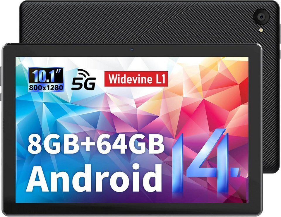 BUFO 10 Zoll 3 GB RAM 64 GB ROM 1280x800 HD IPS 5000mAh WiFi 6 Android 14 Tablet