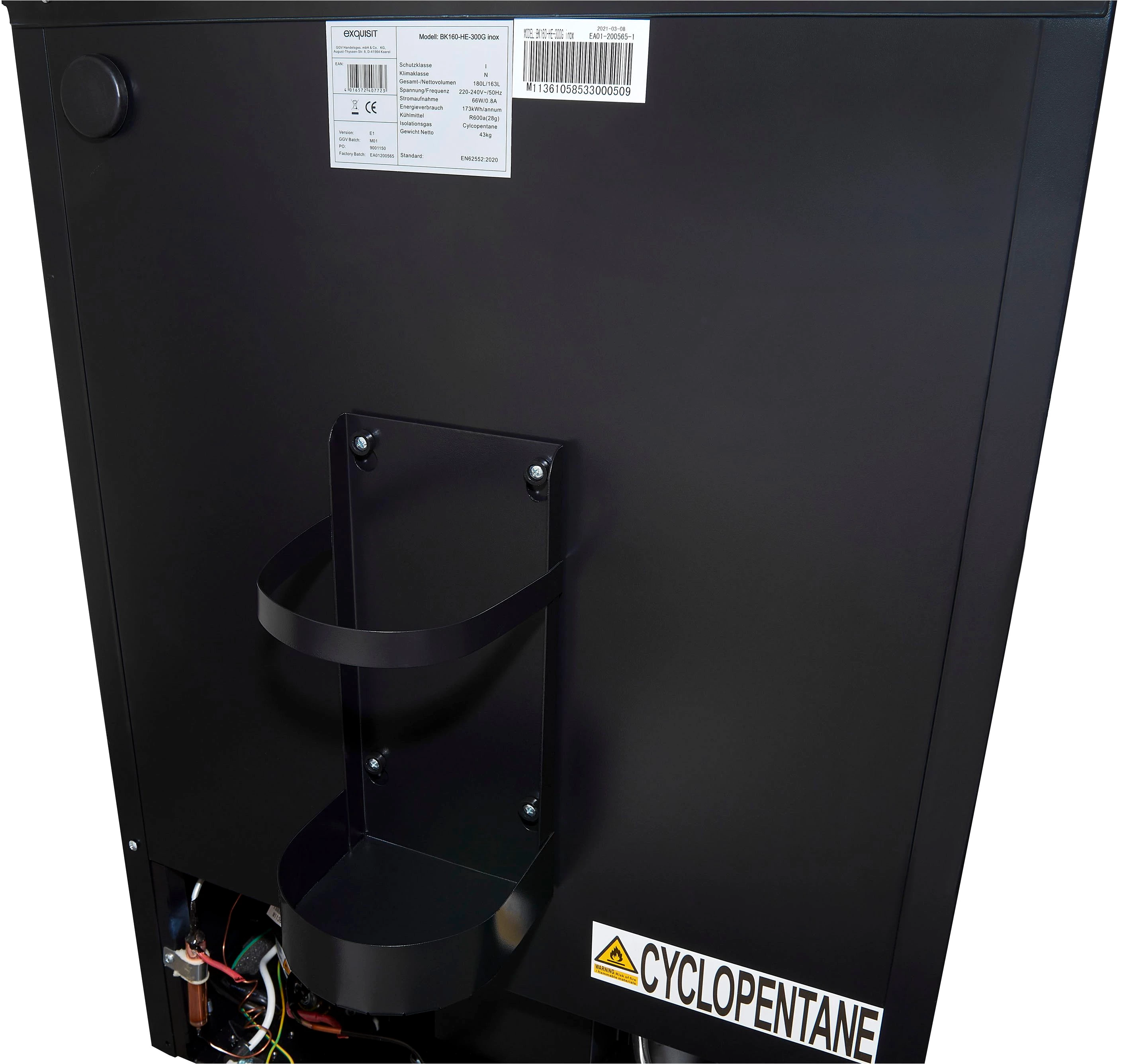 exquisit Getränkekühlschrank BK160-HE-300G inox, 100 cm hoch, 61,5 cm breit