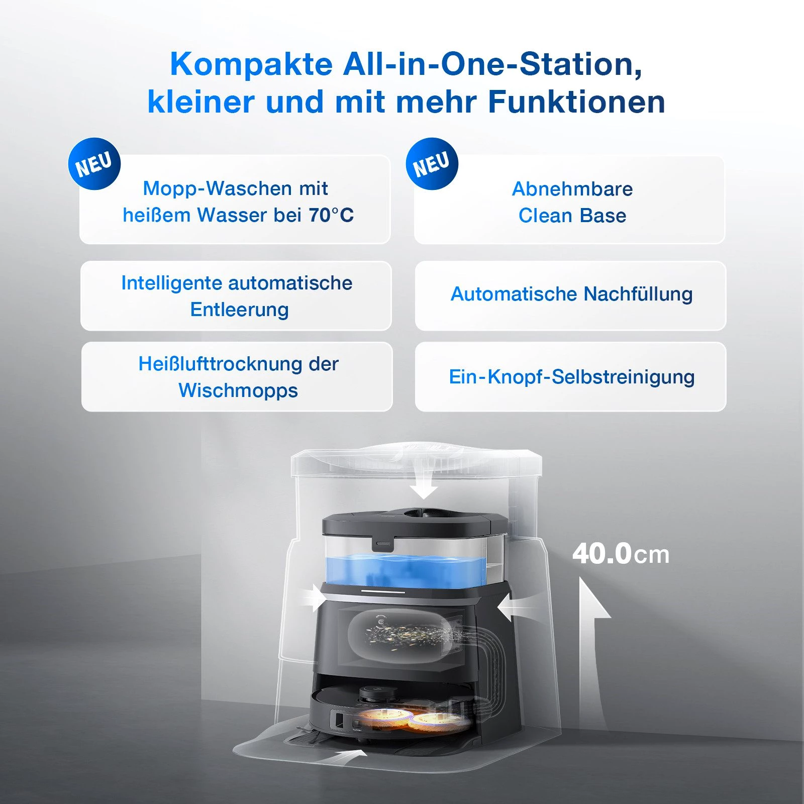 ECOVACS Nass-Trocken-Saugroboter ECOVACS DEEBOT T30 OMNI CARE Saugroboter mit Wischfunktion, 60