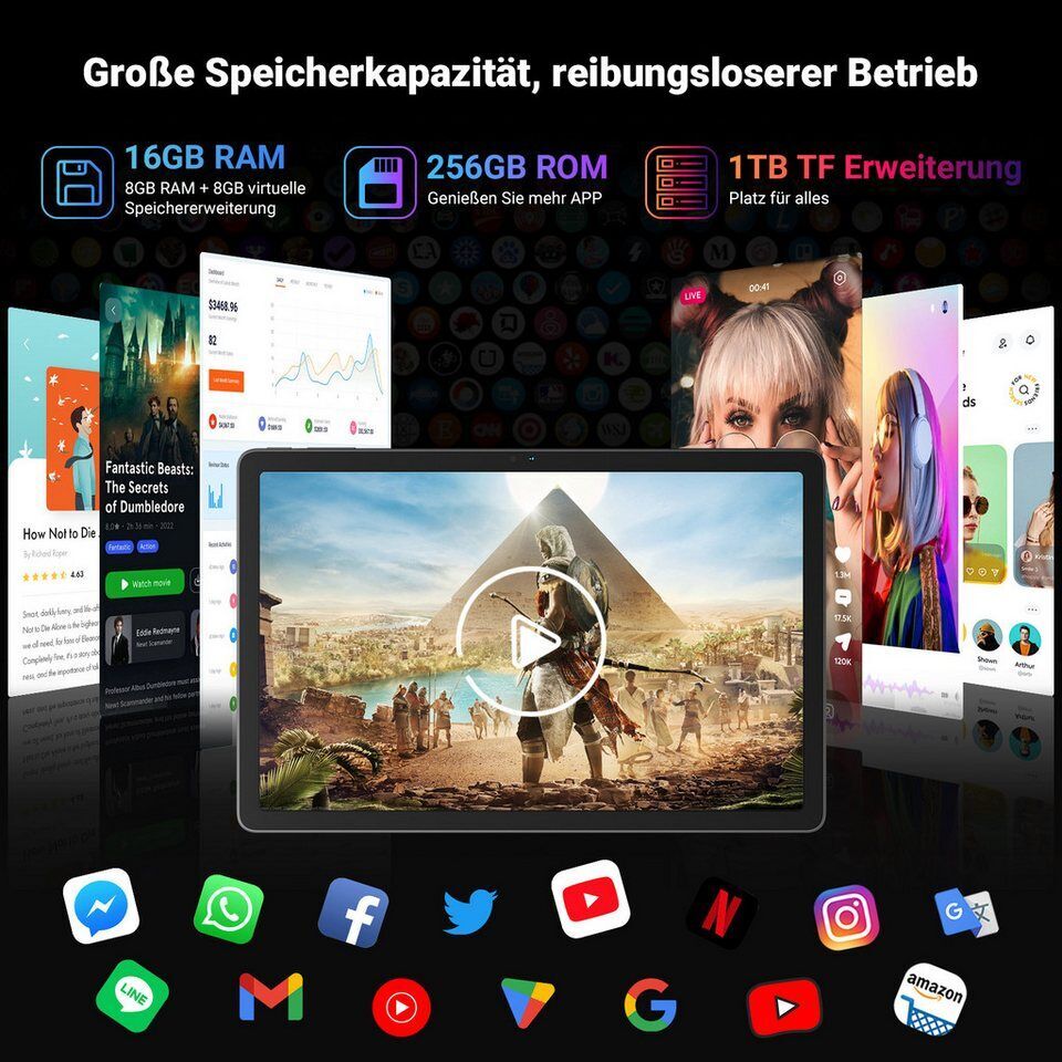 blackview Tab16Pro(8+256) Dual-SIM 4G LTE incl. Stift/Hülle Tablet (11", 256 GB,