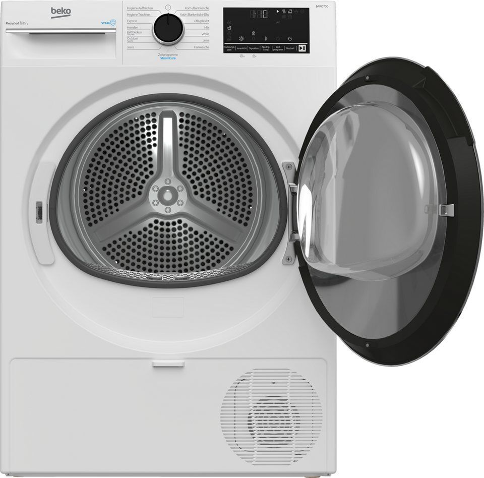 BEKO Wärmepumpentrockner B3TSW48C9ZW, SteamCure Dampffunktion befreit Wäsche von