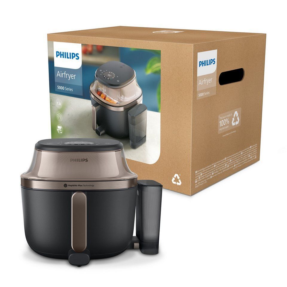 Philips Heißluftfritteuse NA547/07 Steam Airfryer 5000 Series mit EasySlide, 7,2