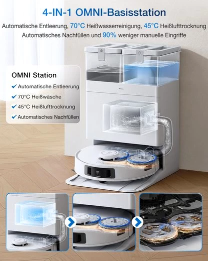 ECOVACS Saugroboter ECOVACS DEEBOT T30C PRO Omni, 60 W, Saugroboter mit Wischfunktion