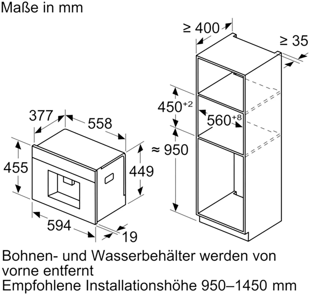 SIEMENS Einbau-Kaffeevollautomat CT718L1W0