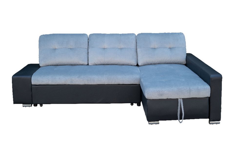 Happy Home Ecksofa Ecksofa Sofabett mit Stauraum und Bettfunktion schwarz Ledero