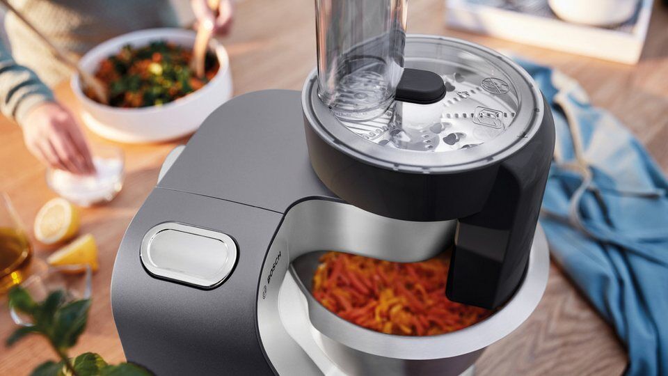BOSCH Küchenmaschine MUM5935B Durchlaufschnitzler, 3 Scheiben, Mixer, silber, 10