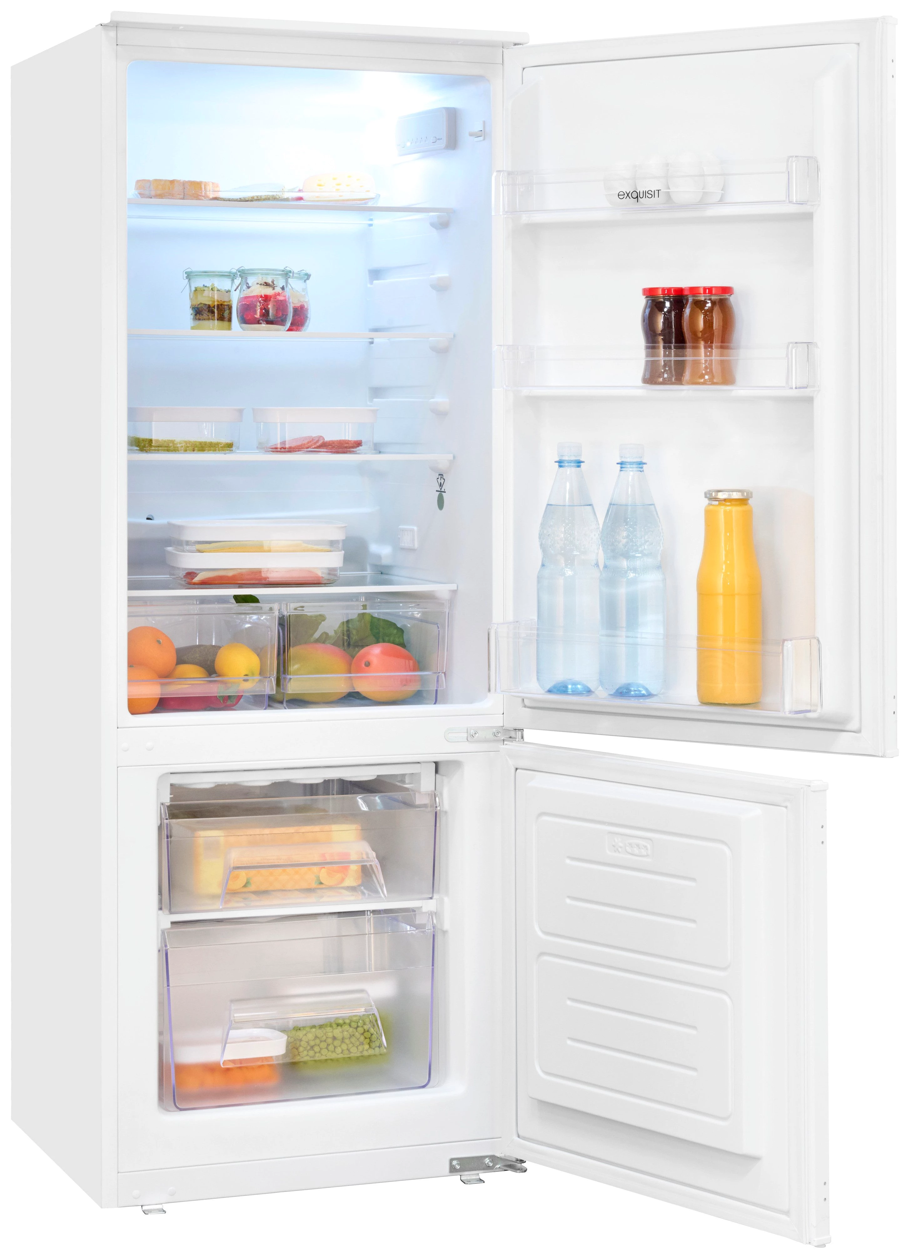 exquisit Einbaukühlgefrierkombination EKGC225-40-E-080E, 144,5 cm hoch, 54 cm breit, Tür Alarm