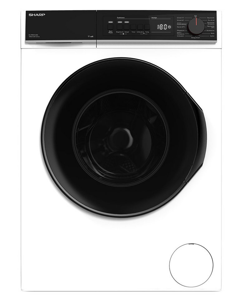 Sharp Waschmaschine ES-PRO014WA-DE, 10 kg, 1400 U/min, Schaumschutz, WaveCabinet