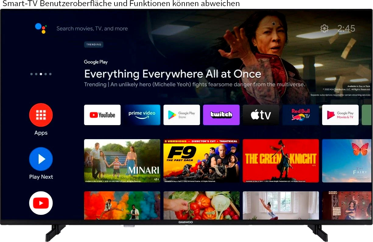 Daewoo 65DM72UAD LED-Fernseher (164 cm/65 Zoll, 4K Ultra HD, Android TV, Smart-TV)