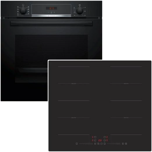 BOSCH Backofen-Set Backofen Teleskopauszug EEK: A + PKM Induktionskochfeld schwarz 60cm