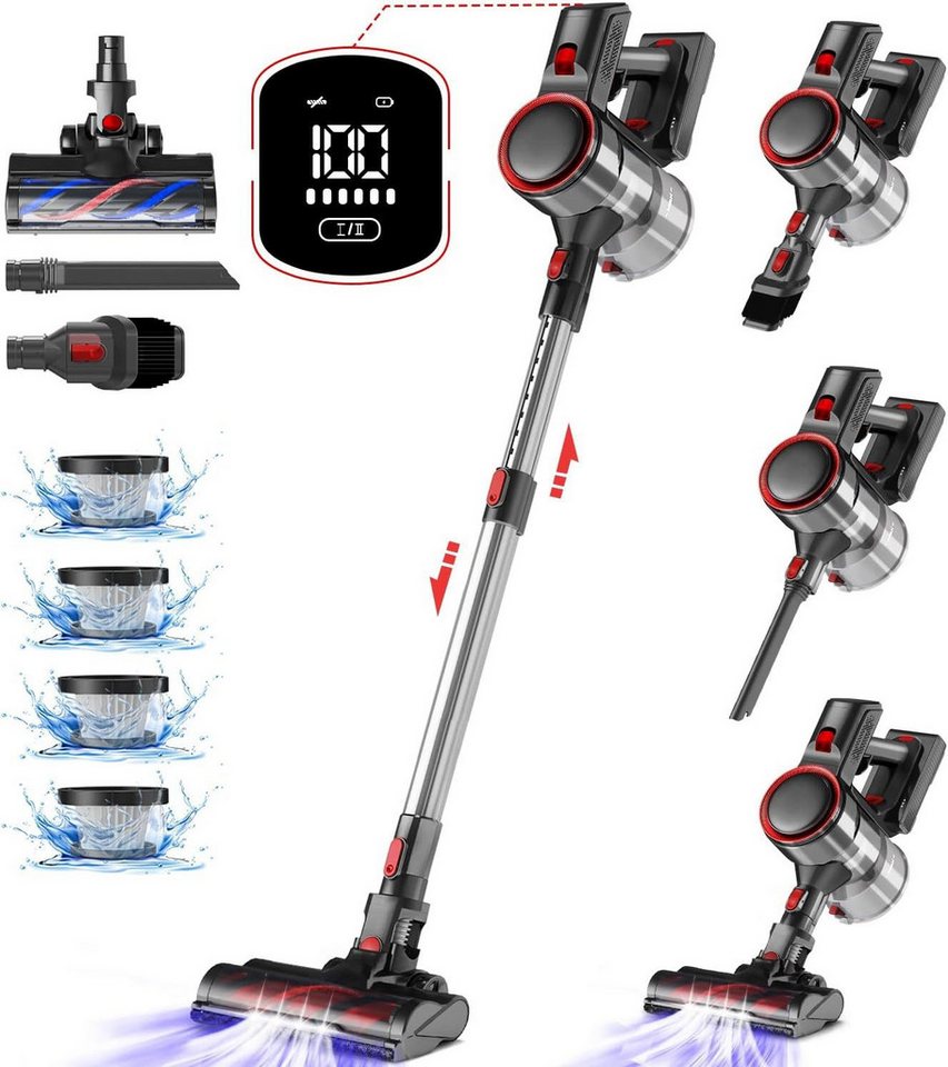 Hiazurm Akku-Hand-und Stielstaubsauger Akku Staubsauger, 2 Saugstufen, 50Min/1.6