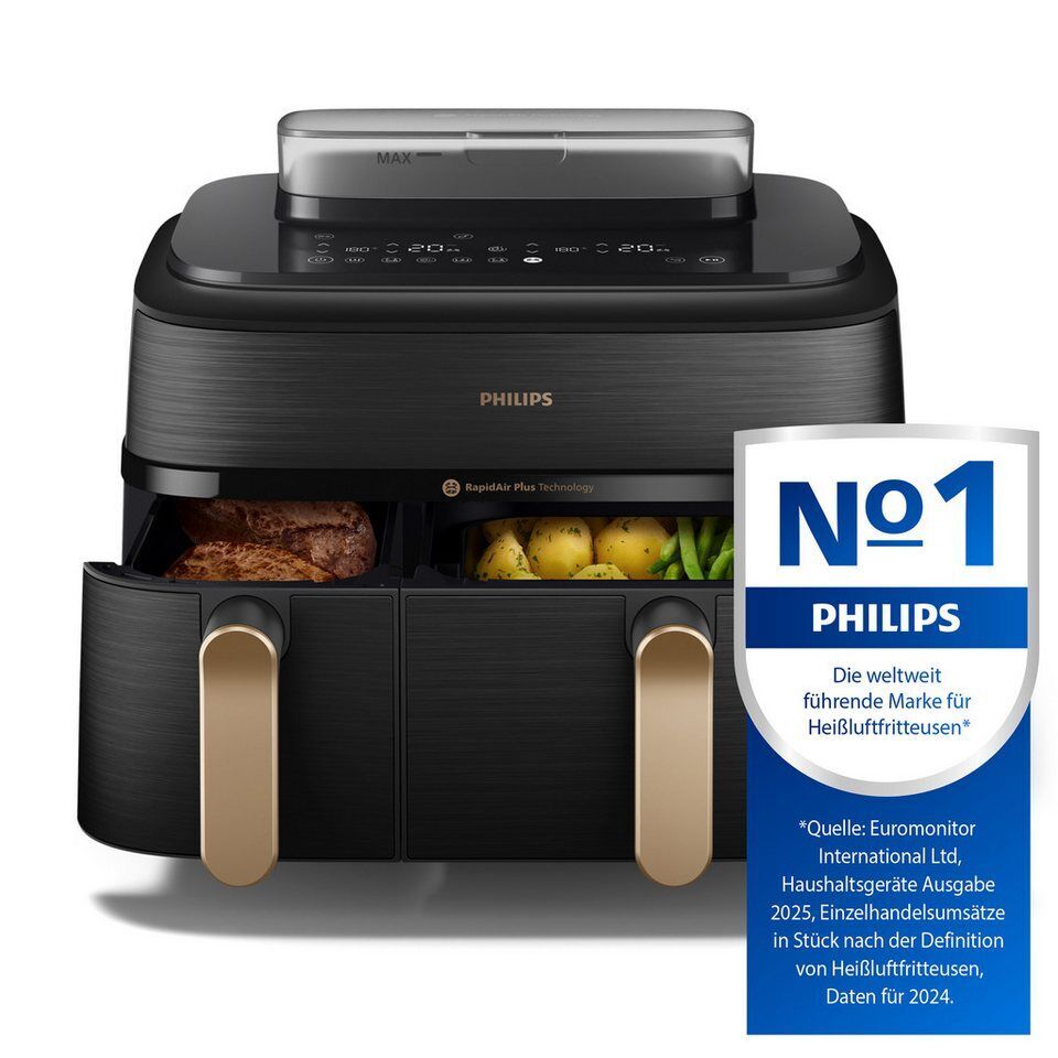 Philips Heißluftfritteuse NA552/00 Steam Airfryer 5000 Series Dual Basket 9L Kap
