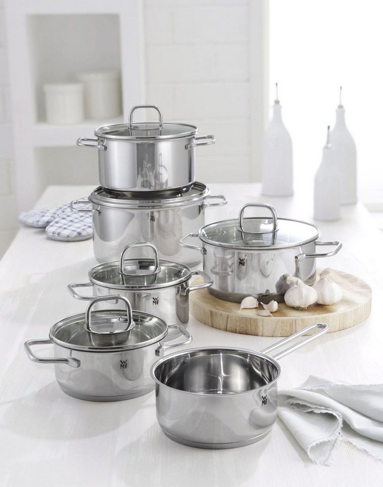 WMF Topf-Set Inspiration Induktion, Kochtopf Set mit Glasdeckel, Cromargan® Edel
