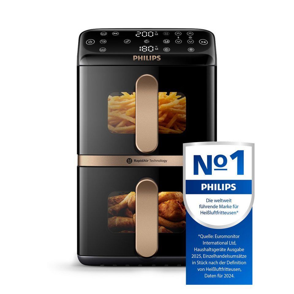 Philips Heißluftfritteuse NA462/70 4000 Series Stacked Dual Basket und 10L Kapaz