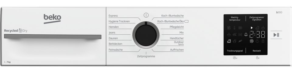 BEKO Wärmepumpentrockner BM3T37210W1, Schontrommel