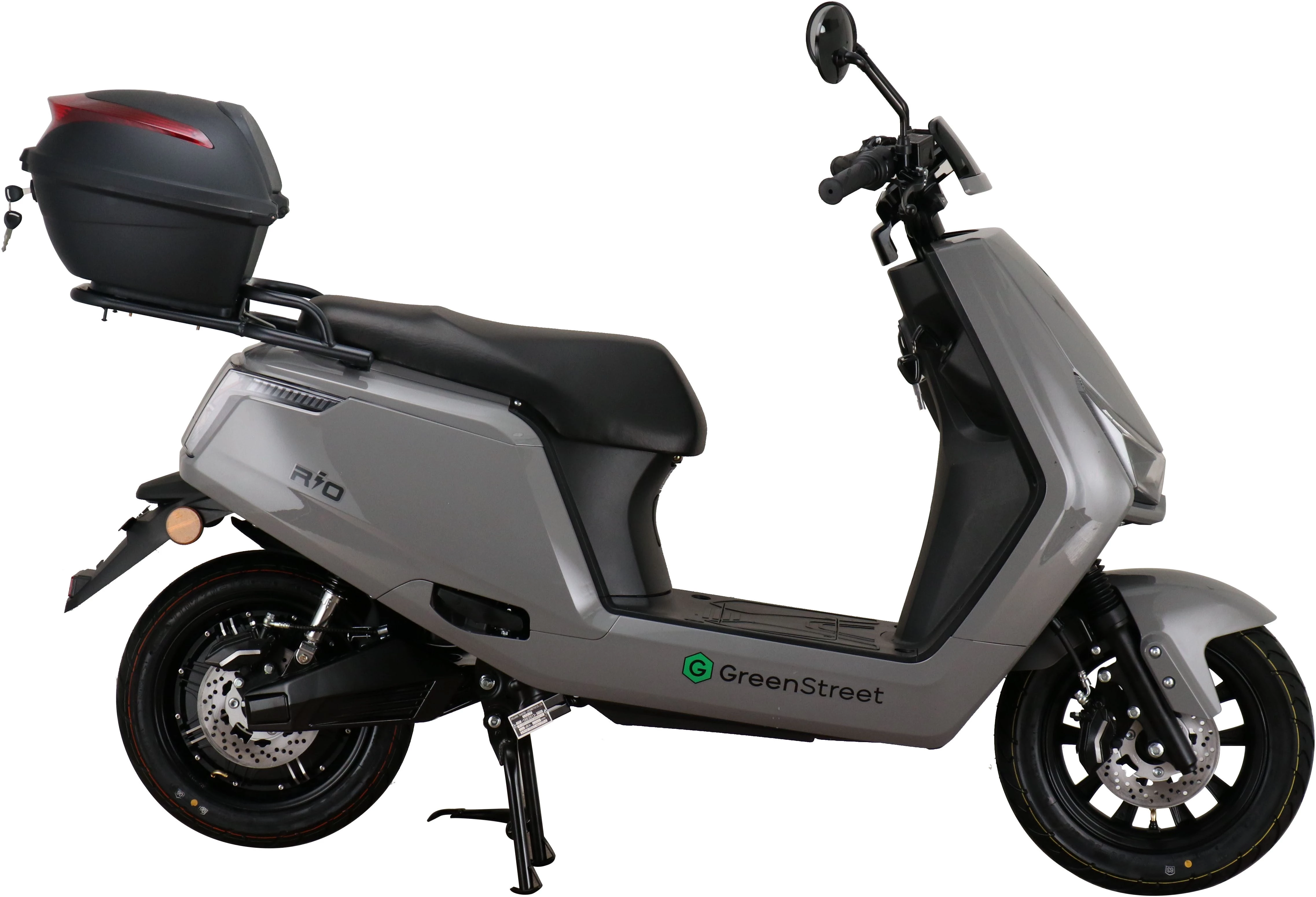 GreenStreet E-Mofaroller Rio 2000W 25 kmh grau inkl. Topcase, 2000 W, 25 km/h