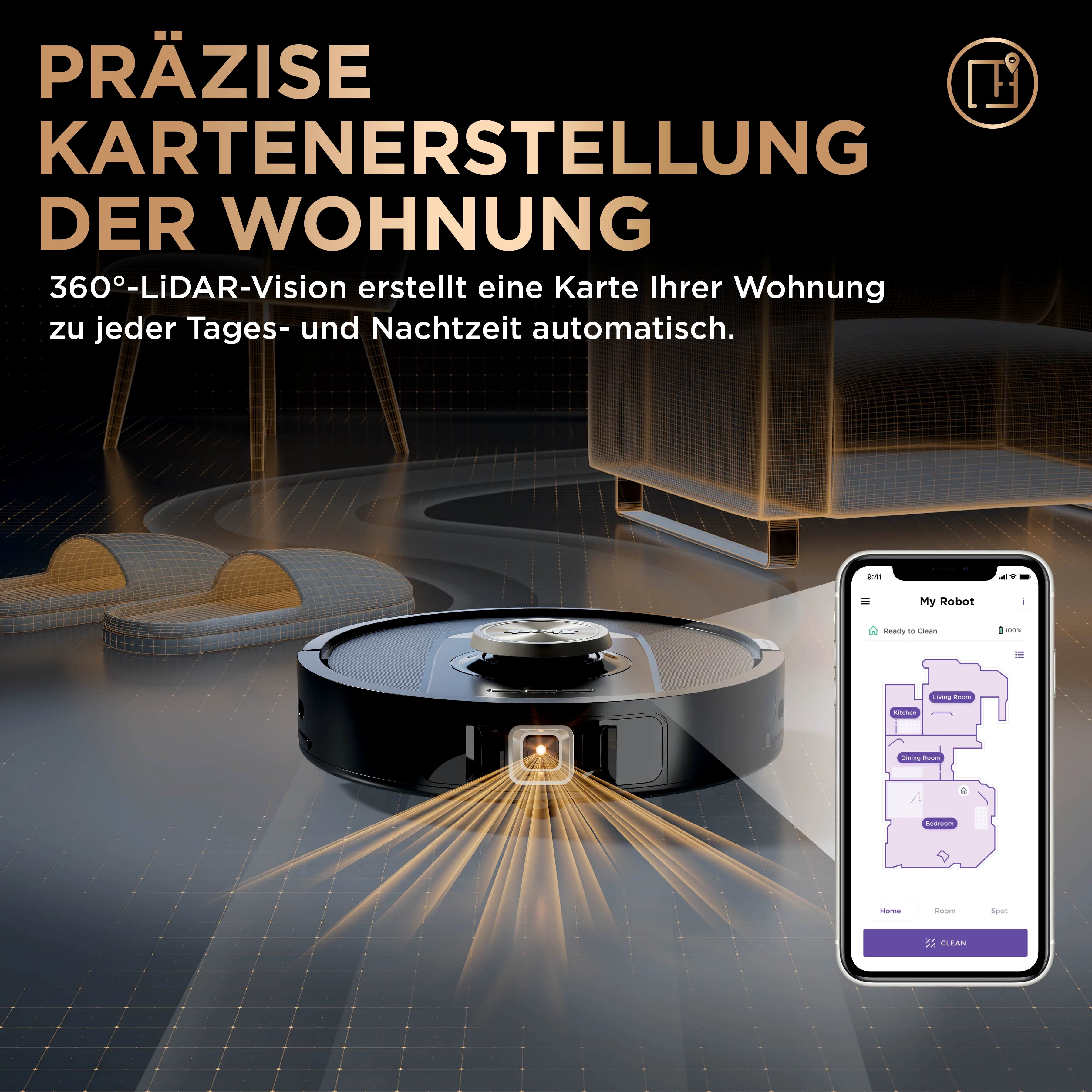 Shark Nass-Trocken-Saugroboter PowerDetect NeverTouch Pro2-in-1 Saug- und Wischroboter RV2800ZEEU