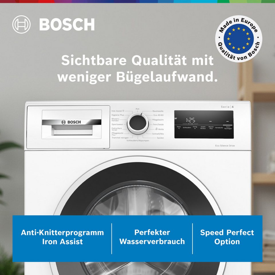 BOSCH Waschmaschine Serie 4 WAN28225, 8 kg, 1400 U/min, Knitter-Programm Iron As