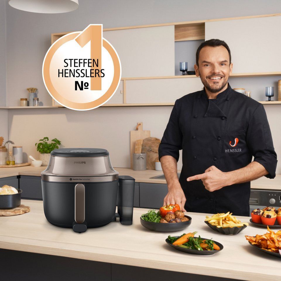 Philips Heißluftfritteuse NA547/07 Steam Airfryer 5000 Series mit EasySlide, 7,2