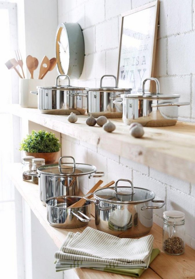 WMF Topf-Set Inspiration Induktion, Kochtopf Set mit Glasdeckel, Cromargan® Edel