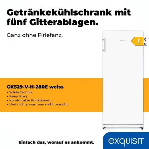exquisit Getränkekühlschrank GKS29-V-H-280E weiss, 145,5 cm hoch, 60 cm breit
