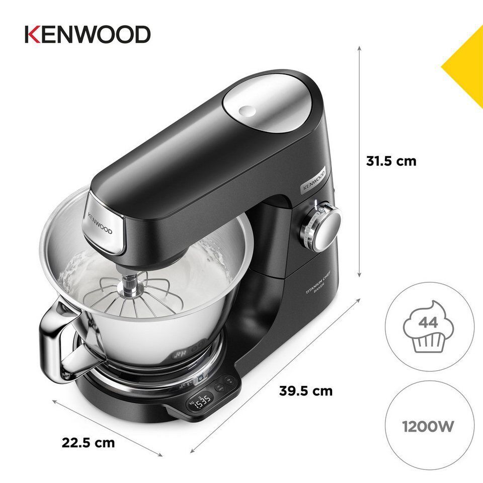 KENWOOD Küchenmaschine Titanium Chef Baker KVC85.004BK, 1200 W, 5 l Schüssel