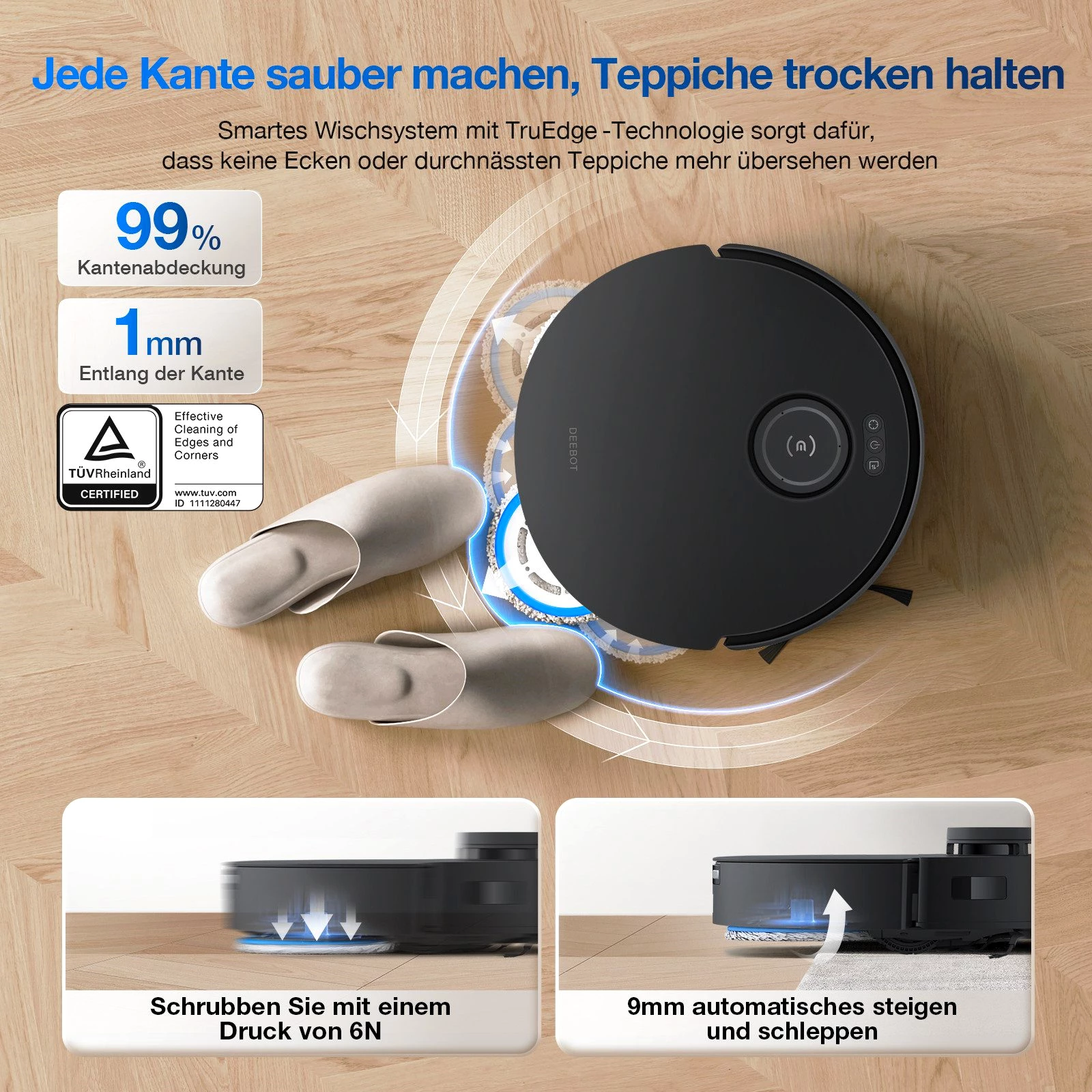 ECOVACS Nass-Trocken-Saugroboter T30S COMBO COMPLETE 2 in 1, Saugroboter und Akkustaubsauger