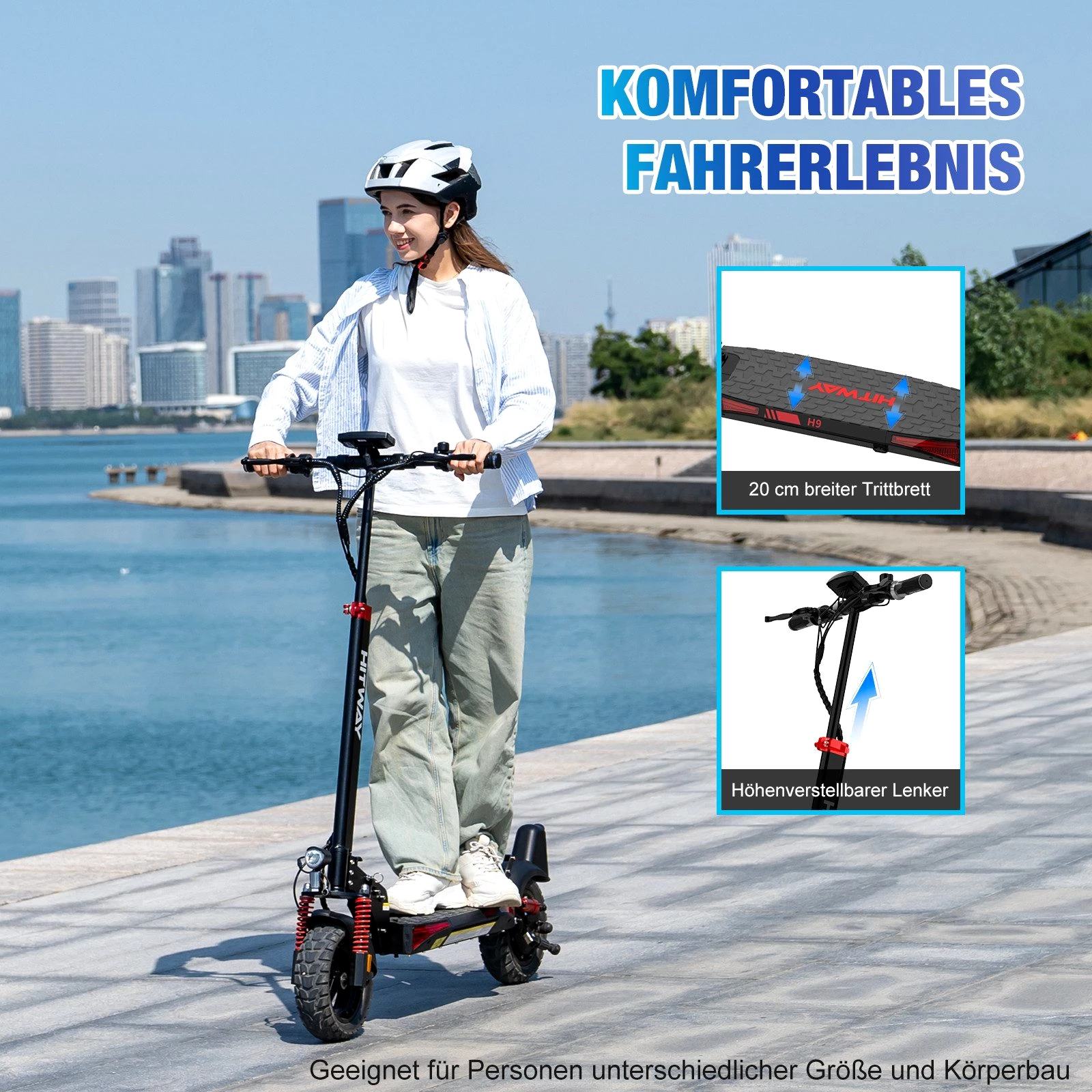 HITWAY E-Scooter 10&quot;Elektroroller mit Straßenzulassung15,6/20,8/27Ah Akku 70-110km, 500,00 W