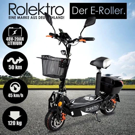 Rolektro E-Motorroller Rolektro E-Joy 45 Lithium, 1000 W, 45 km/h, bis zu 50 km Reichweite