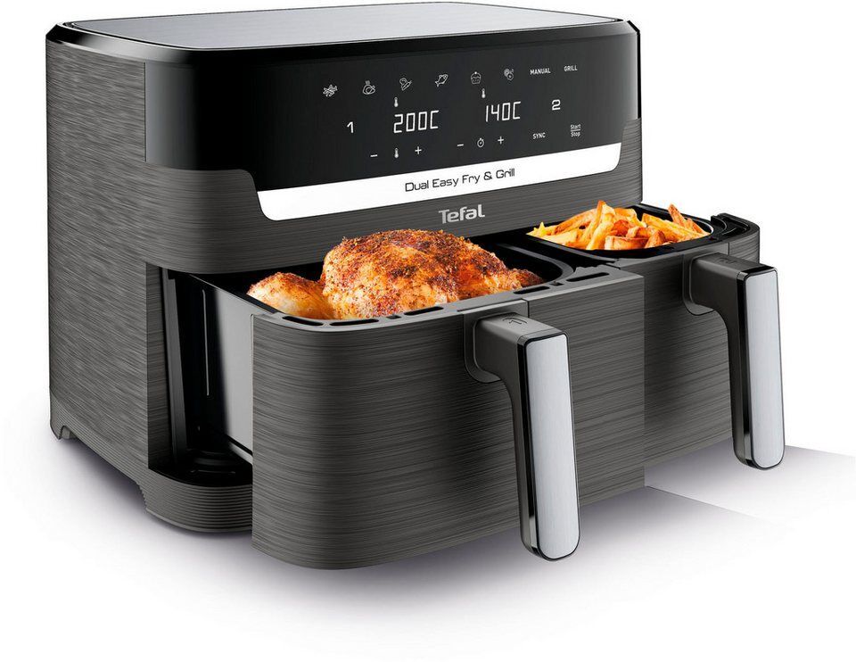 Tefal Heißluftfritteuse Dual Easy Fry & Grill EY905B, knusprig und gesund kochen