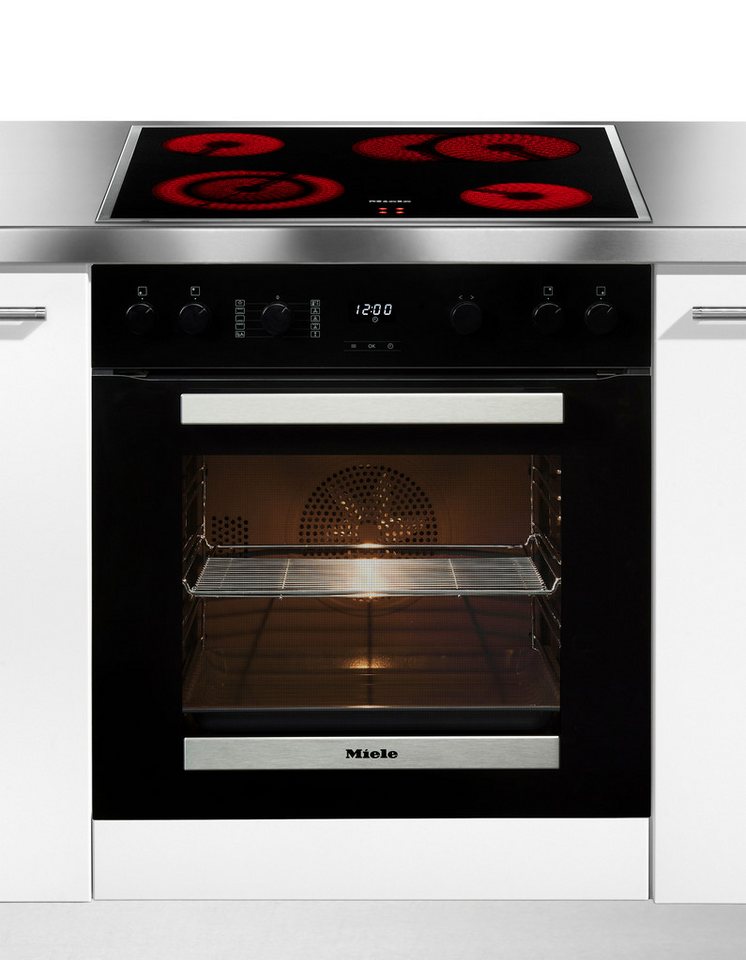Miele Elektro-Herd-Set H 2455 E D OBSW/EDST mit KM 6003 LPT, Herd-Set - Kombinat