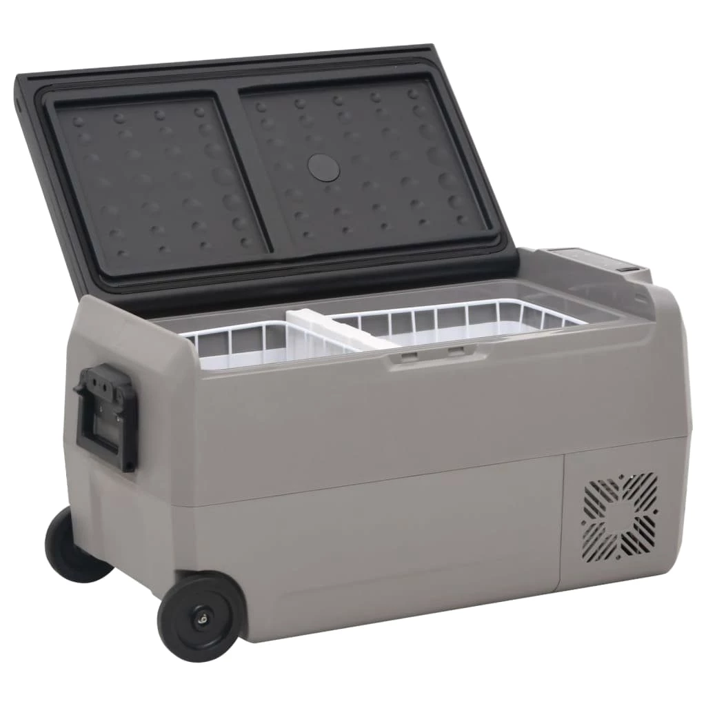 vidaXL Kühlbox Kompressor Kühlbox mit Rollen und Adapter Schwarz Grau 50 L Camping V