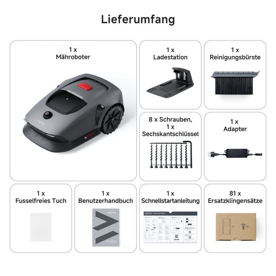 Mova Rasenmähroboter »MOVA 600 Kit« inkl. 5.Ah Zusatz-Akku & Ersatzklingen, bis