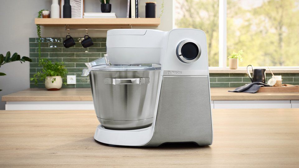 BOSCH Küchenmaschine Serie 6 MUMS6EW24D, Durchlaufschnitzler, Edelstahlschüssel,