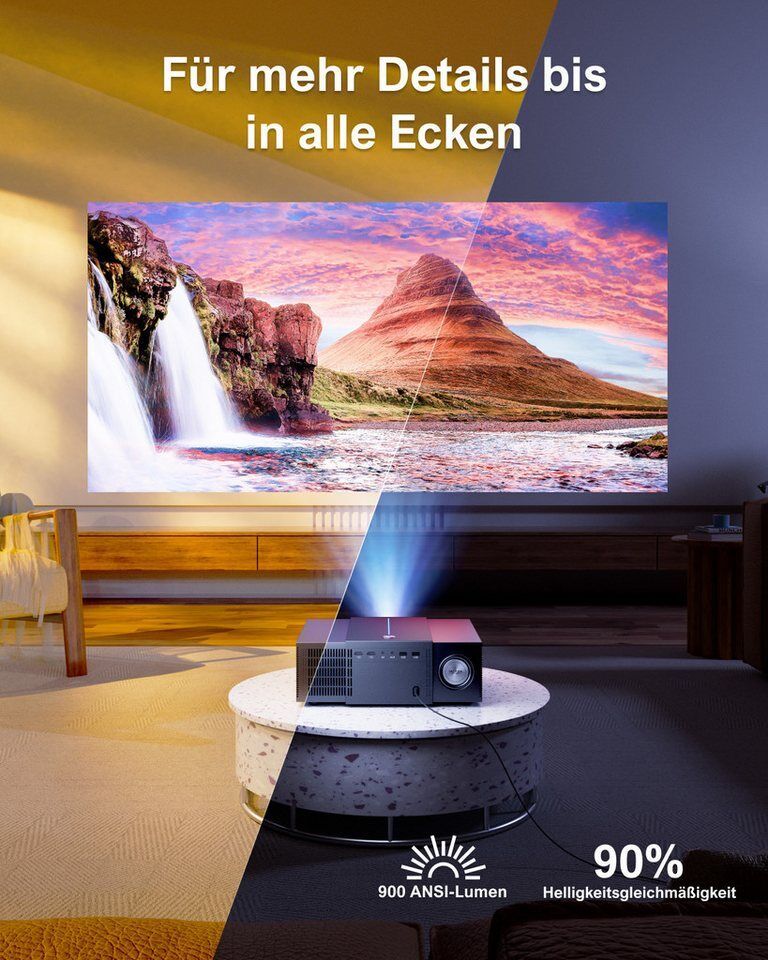 Ultimea Apollo P60 Beamer mit Hindernisvermeidung,6D Trapezkorrektur&Autofokus B