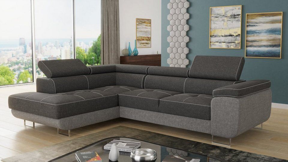 Sofnet Ecksofa Caris, mit Schlaffunktion und Bettkasten, Wohnlandschaft mit eins