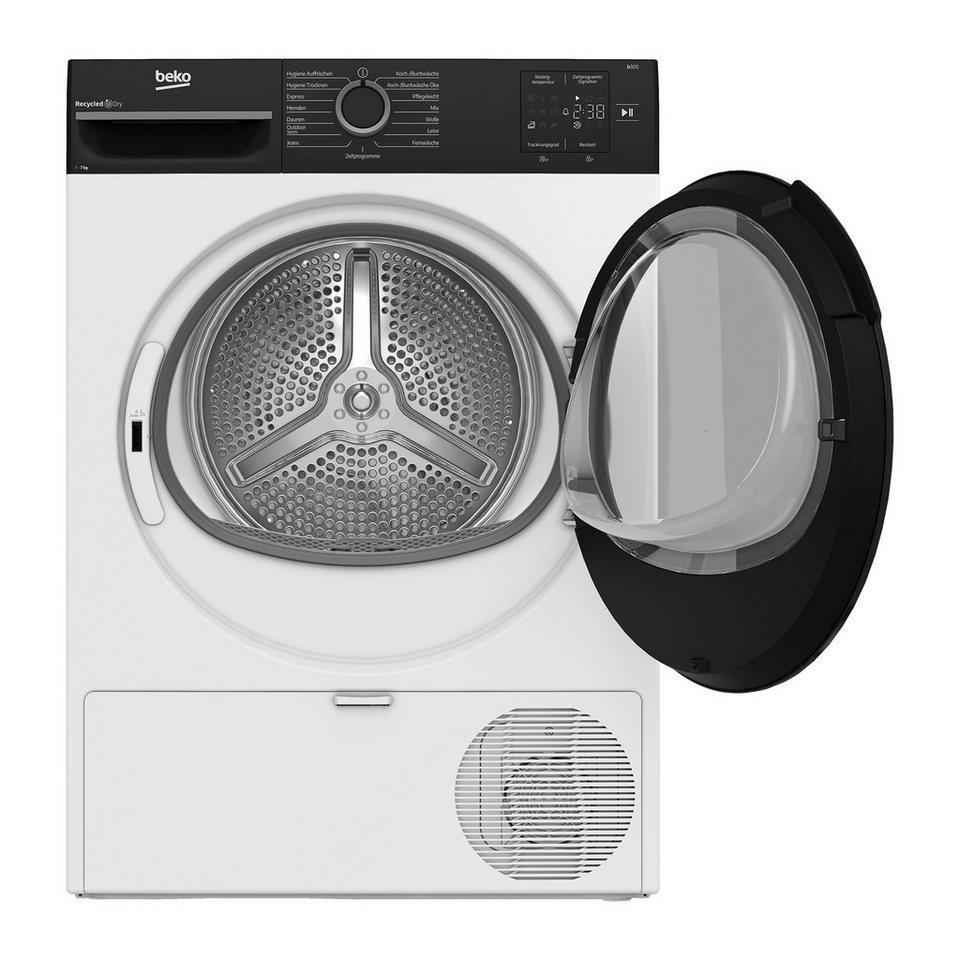BEKO Wärmepumpentrockner BM3T37240W, Hygiene Auffrischen, Multifunktionsdisplay,