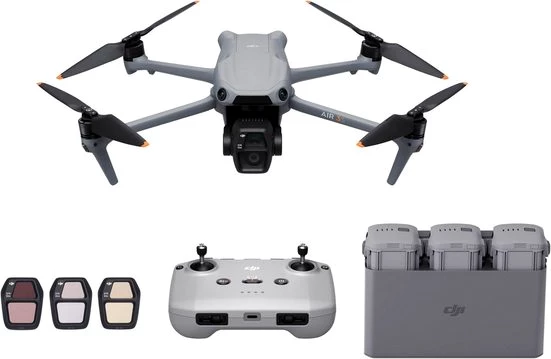 DJI Air 3S Fly More Combo  Drohne (4K Ultra HD, DJI RC-N3 Fernsteuerung, 3 Akkus