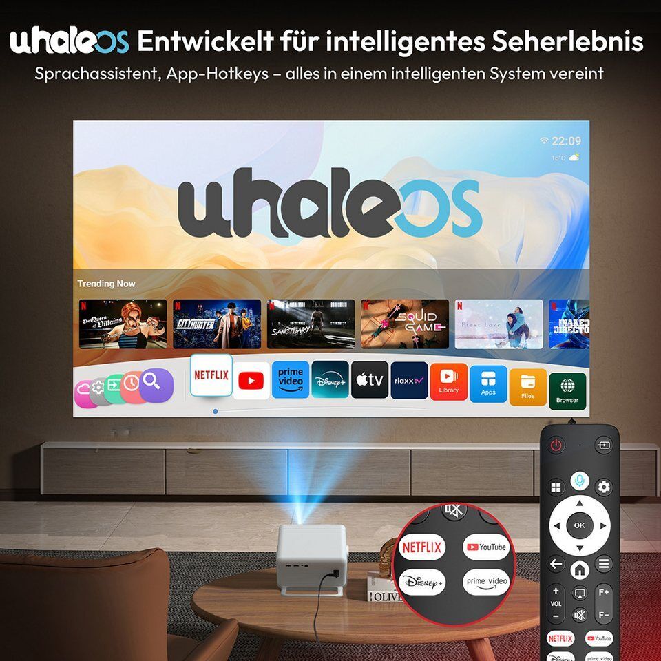 XGODY N6 Pro Beamer 4K Mit Netflix Zertifizierung(Autofokus) UHD-Beamer (25000 l