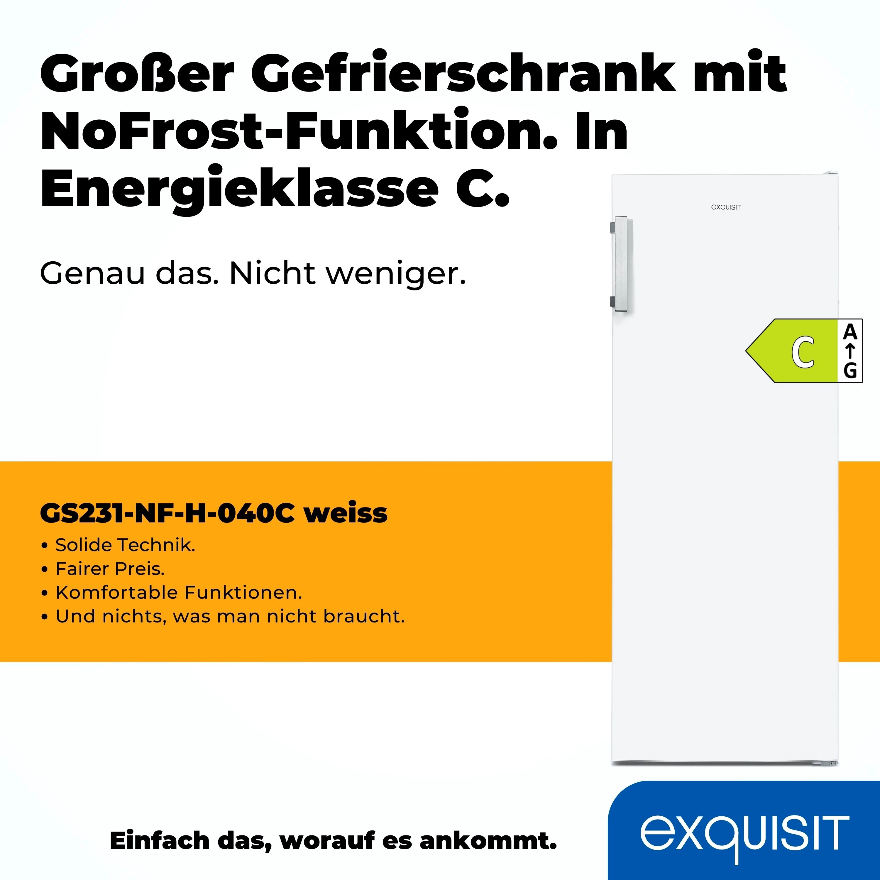 exquisit Gefrierschrank GS231-NF-H-040C weiss, 143 cm hoch, 54 cm breit, NoFrost