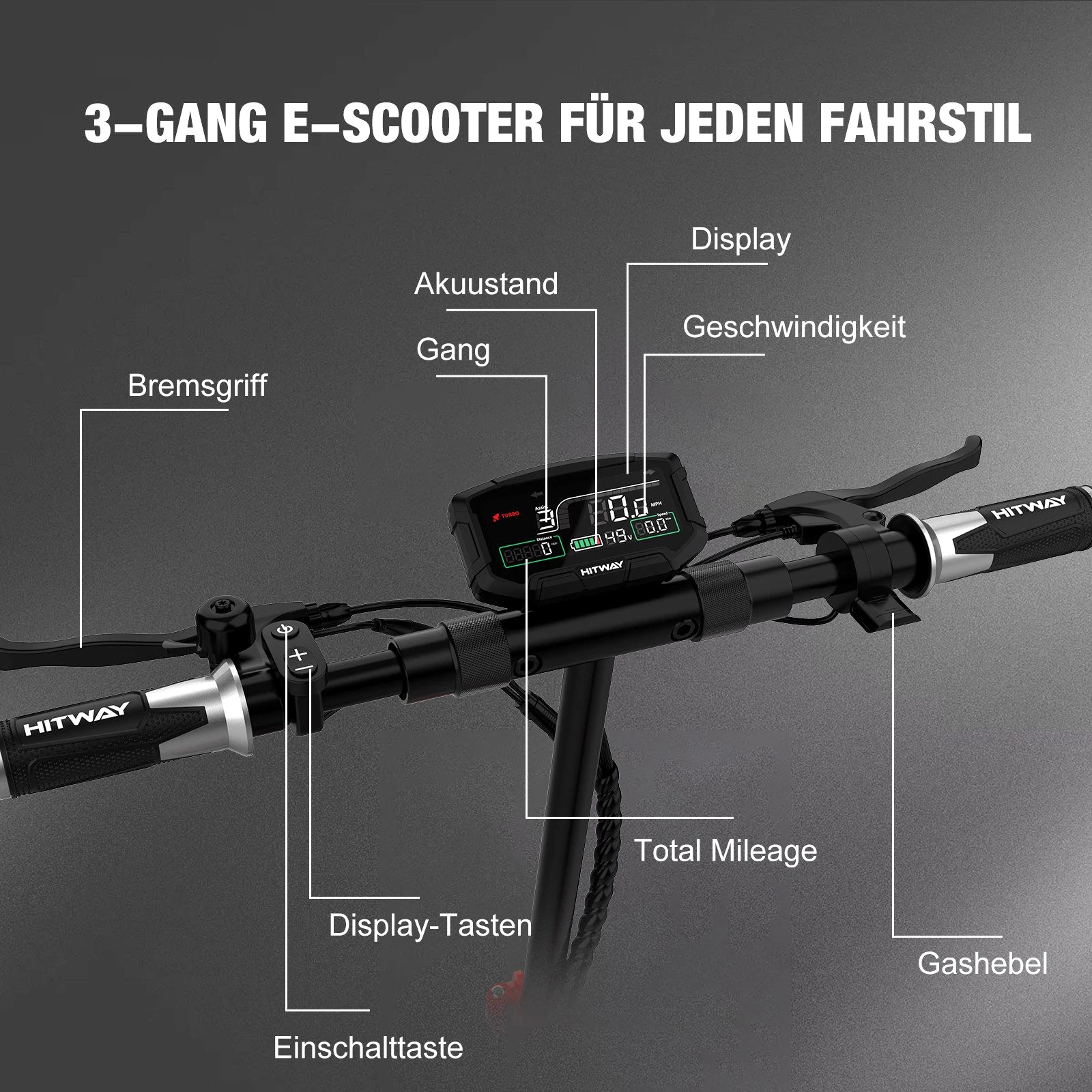 HITWAY E-Scooter 10&quot;Elektroroller mit Straßenzulassung15,6/20,8/27Ah Akku 70-110km, 500,00 W