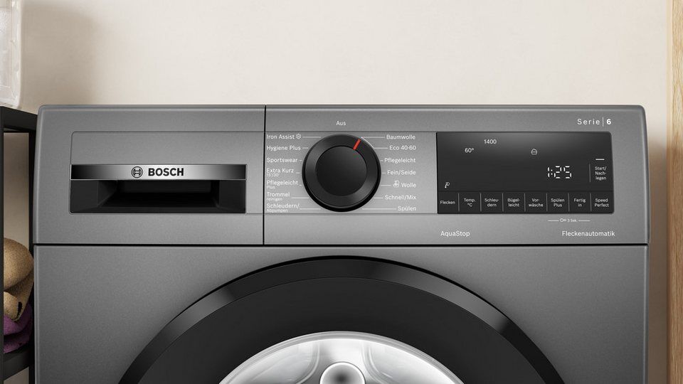 BOSCH Waschmaschine Serie 6 WGG244ZR10, 9 kg, 1400 U/min, Knitter-Programm Iron