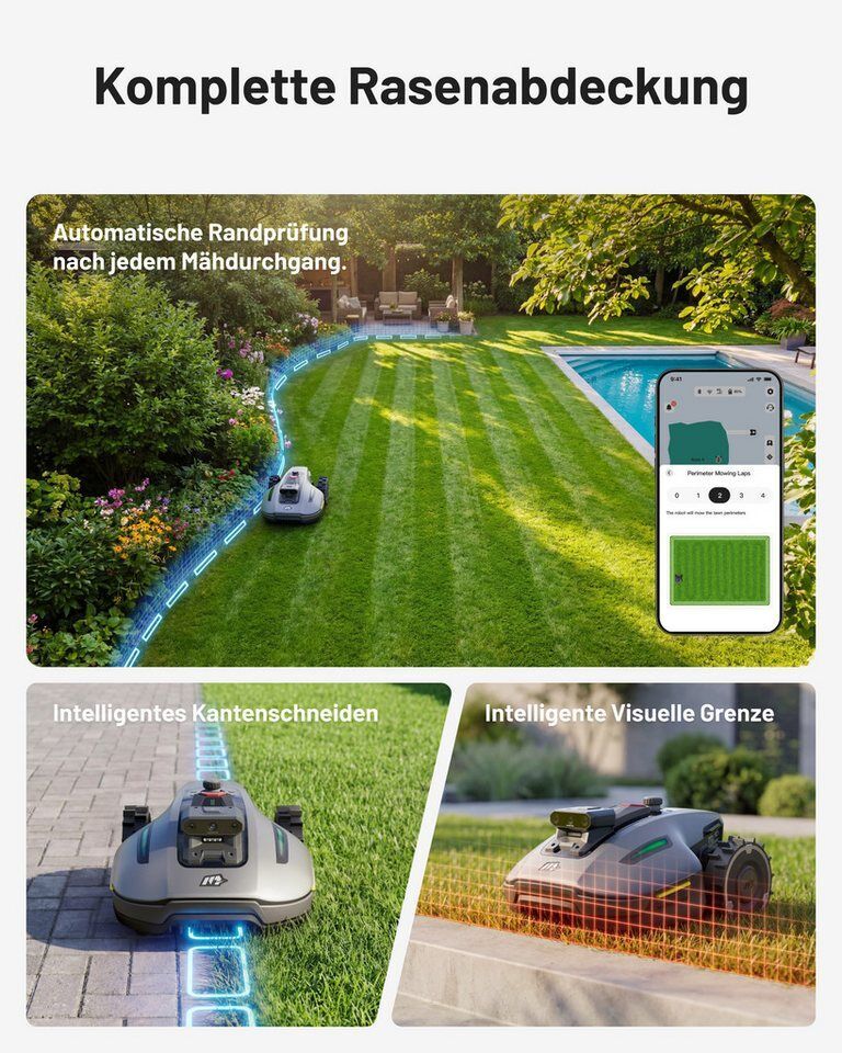Mammotion Rasenmähroboter YUKA Mini 2 800 Mähroboter ohne Begrenzungskabel, bis
