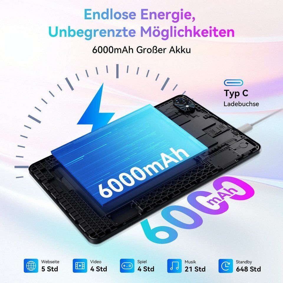 TABWEE T80 Android 16 (OTA-Update) WLAN 10-Zoll-Tablet mit 64/128 GB Tablet (10.