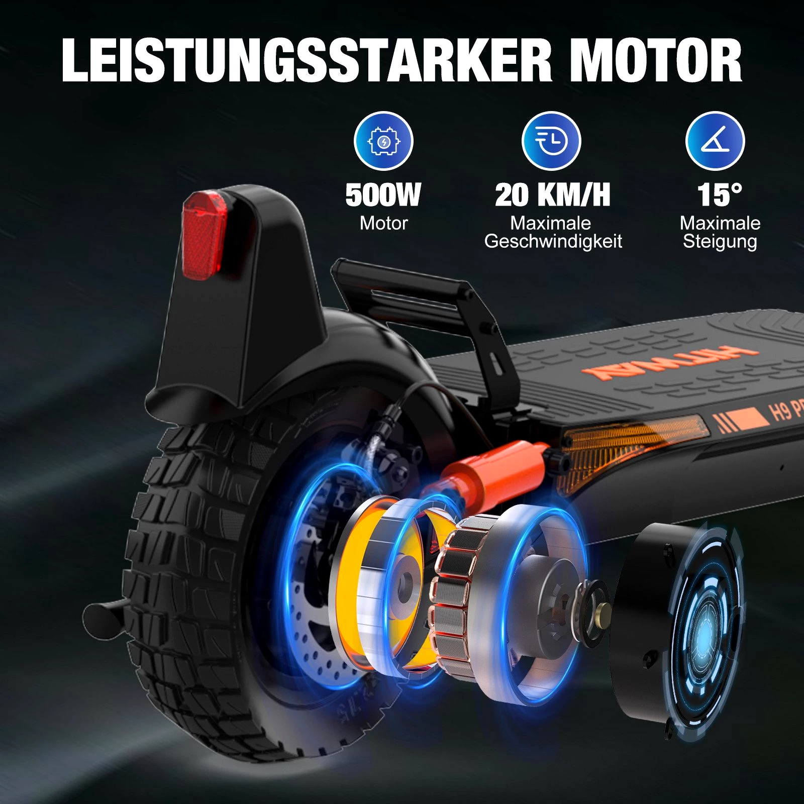 HITWAY E-Scooter 10 Zoll, mit Straßenzulassung ,500W Motor, Max 110km,20.8Ah/27Ah. 500,00 W, 20