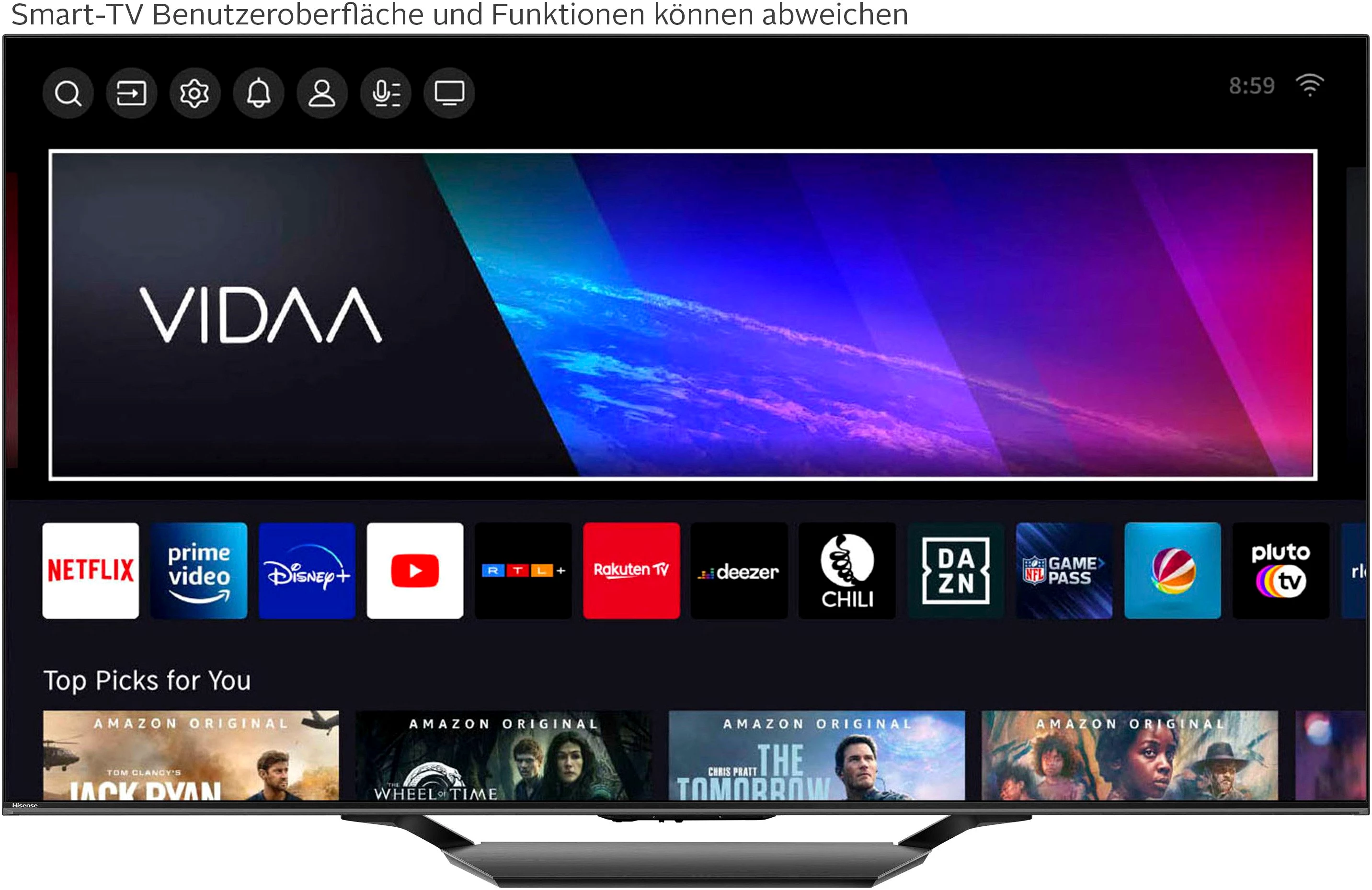 Hisense 65U7NQ Mini-LED-Fernseher (164 cm/65 Zoll, 4K Ultra HD, Smart-TV, 4KUHD, ULED, Mini LED)